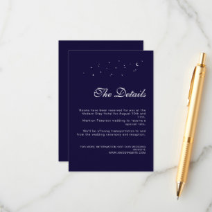 Carte D'accompagnement Elégant Celestial Midnight Blue Détails du Mariage