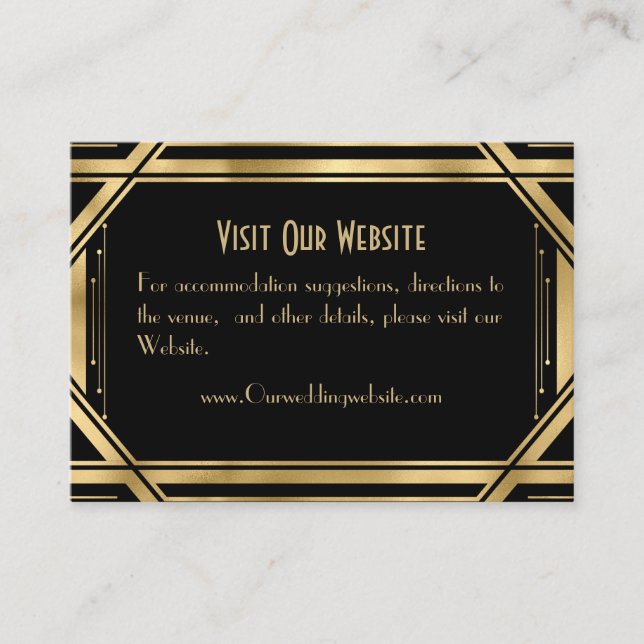 Carte D'accompagnement Élégant chic Great Gatsby Détails du Mariage (Devant)
