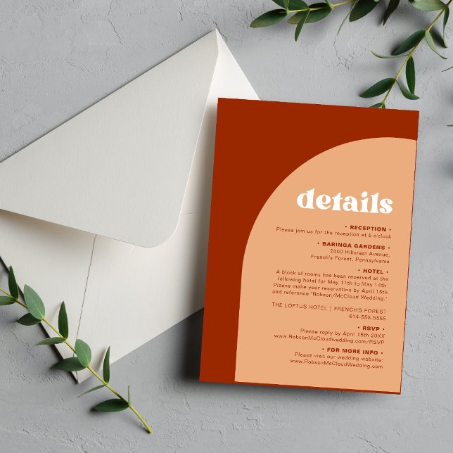 Carte D'accompagnement Élégant Chic Peach Terracotta Arch Boho Mariage (Créateur téléchargé)
