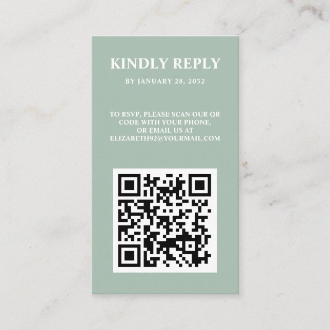 Carte D'accompagnement Elegant chic photo QR Code en ligne RSVP (Devant)