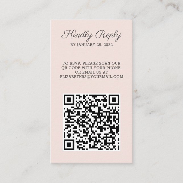 Carte D'accompagnement Elegant chic photo QR Code en ligne RSVP (Devant)