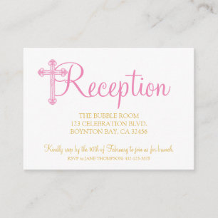 Carte D'accompagnement élégant CHRISTENING ou BAPTISM rose réception rsvp