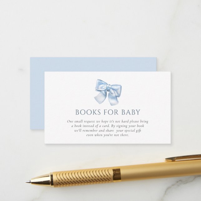 Carte D'accompagnement Elégant Clasic Blue Coquette Livres Pour Bébé (Devant/Arrière en situation)
