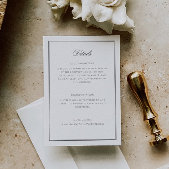 Carte D'accompagnement Elégant Classic Calligraphy Détails du Mariage (Créateur téléchargé)