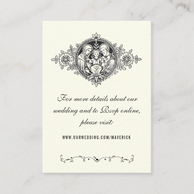Carte D'accompagnement Élégant Classic Ivory Site Mariage Religieux (Devant)