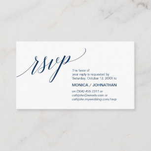 Carte D'accompagnement Élégant Classic minimal, Navy Blue Script, RSVP