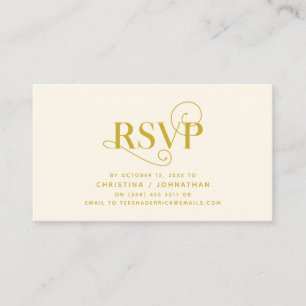Carte D'accompagnement Elegant Classic, Police Or, réponse RSVP