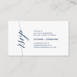 Carte D'accompagnement Élégant classique, Navy Blue Script, Parti RSVP