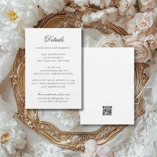 Carte D'accompagnement Élégant classique noir et blanc Mariage de code QR