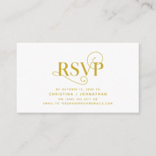 Carte D'accompagnement Élégant classique, script Gold, réponse RSVP