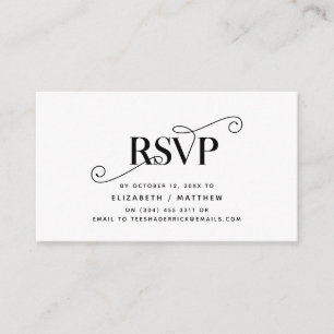 Carte D'accompagnement Élégant classique, script noir, réponse RSVP