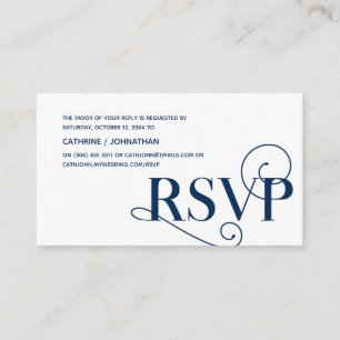 Carte D'accompagnement Elegant Classy, Navy Blue Script, réponse RSVP