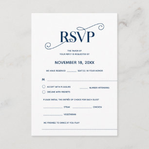 Carte D'accompagnement Elegant Classy, RSVP, Navy Blue Font, Répondre