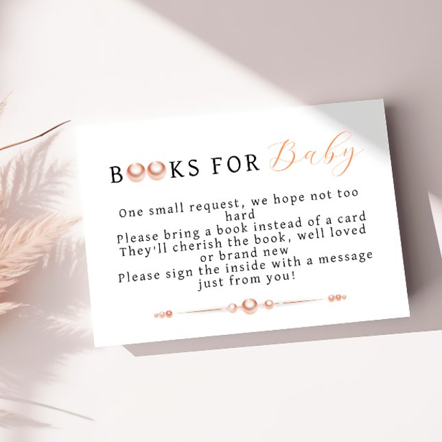 Carte D'accompagnement Elegant Coastal Pearl Baby shower Livres pour bébé (Créateur téléchargé)