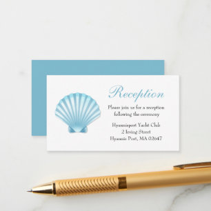 Carte D'accompagnement Elégant Coastal Shells Blue Wedding Réception
