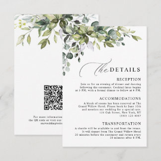 Carte D'accompagnement Élégant Code QR Botanique Eucalyptus Mariage