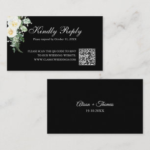 Carte D'accompagnement Élégant Code QR de réponse de mariage floral minim