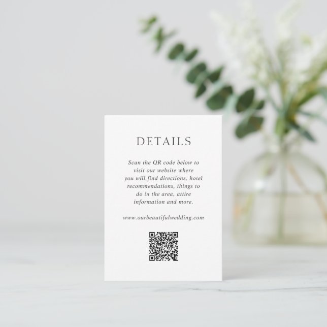 Carte D'accompagnement Élégant code QR noir et blanc Mariage moderne (Debout devant)