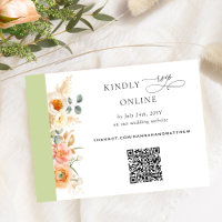 Elégant code QR RSVP Peach et Mariage vert