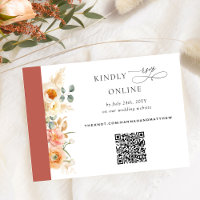Elégant code QR RSVP Peach et Rust Orange Mariage