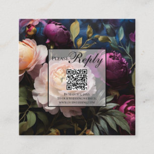 Carte D'accompagnement Élégant code QR vintage moody rose magenta floral