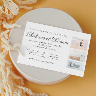 Carte D'accompagnement Elégant collage photo Rehearsal Dîner