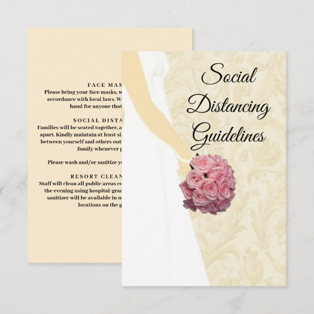 Carte D'accompagnement Élégant Crème Mariage Gown Mesures de sécurité (Devant / Derrière)