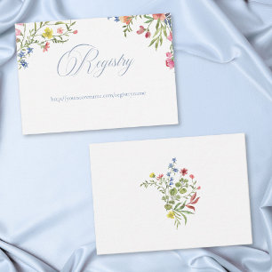 Carte D'accompagnement Élégant Crête de Fleur Sauvage au Pastel Bleu pour