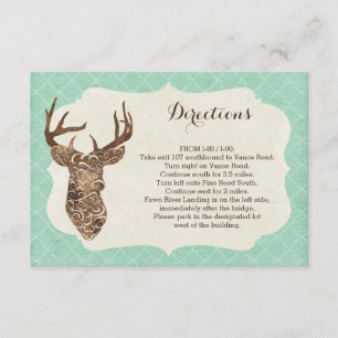 Carte D'accompagnement Elégant Deer Antlers Rustic Country Directions