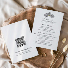 Carte D'accompagnement Elegant détails de la grange QR Code Mariage