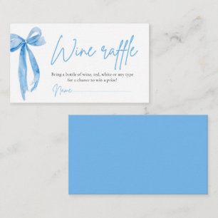 Carte D'accompagnement Élégant Dusty Blue Bow Wine Raffle Jeu Billet