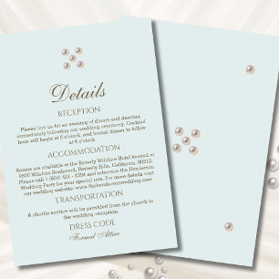 Carte D'accompagnement Elégant Dusty Blue Pearl Détails du Mariage
