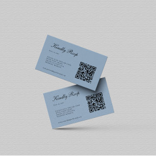 Carte D'accompagnement Elégant Dusty Blue RSVP QR Code Mariage