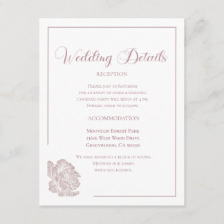 Carte D'accompagnement Elegant Dusty Pink and White Floral Wedding