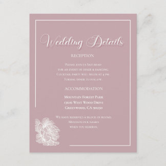 Carte D'accompagnement Elegant Dusty Pink and White Floral Wedding