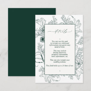 Carte D'accompagnement Élégant Emerald Green Floral Détails du Mariage