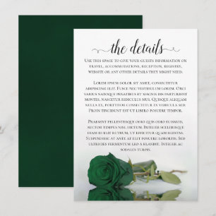 Carte D'accompagnement Élégant Emerald Green Rose Détails du Mariage
