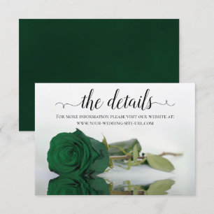 Carte D'accompagnement Élégant Emerald Green Rose Détails du Mariage Site