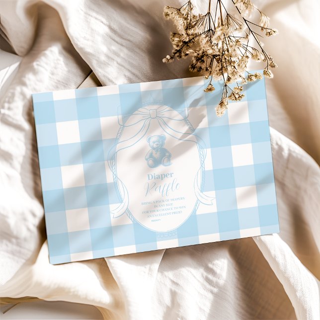 Carte D'accompagnement Élégant En vichy français Teddy Bear Diapper Raffl (Créateur téléchargé)