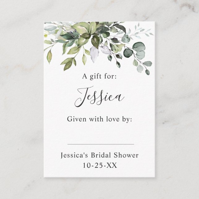 Carte D'accompagnement Elégant Eucalyptus Cadeau nuptiale AFFICHER DOUCHE (Devant)