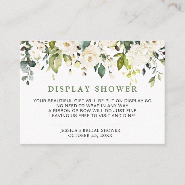 Carte D'accompagnement Elégant Eucalyptus Cadeau nuptiale AFFICHER DOUCHE (Devant)