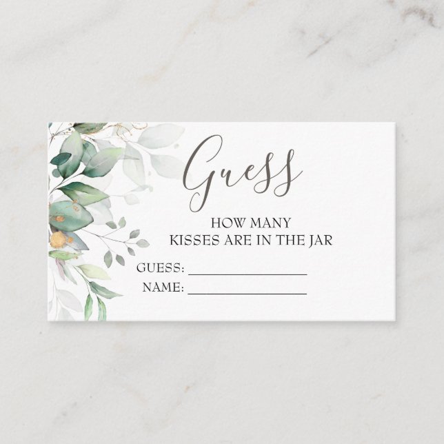 Carte D'accompagnement Elégant Eucalyptus Devine Combien De Jeu (Devant)