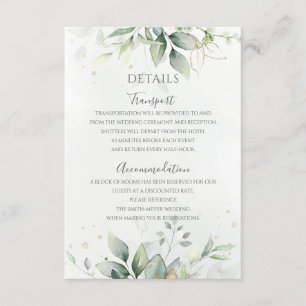 Carte D'accompagnement Elégant Eucalyptus Feuille Mariage or vert