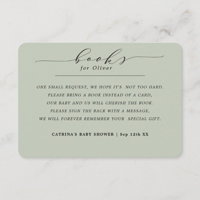 Carte D'accompagnement Elégant Eucalyptus Green Livres pour Baby Request (Devant)
