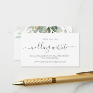 Carte D'accompagnement Elégant Eucalyptus Greenery Gold Mariage site Web