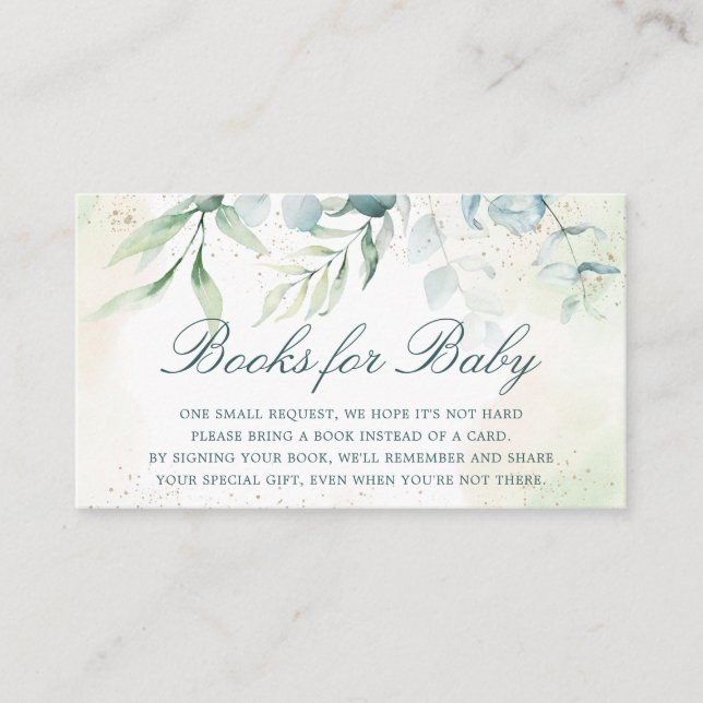Carte D'accompagnement Elégant Eucalyptus Greenery Livres pour bébé (Devant)