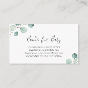 Carte D'accompagnement Elégant Eucalyptus Livres pour Baby shower