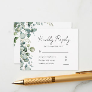 Carte D'accompagnement Elégant Eucalyptus Verdure Mariage RSVP