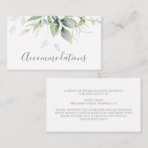Carte D'accompagnement Elégant Eucalyptus Verdure Or Hébergements