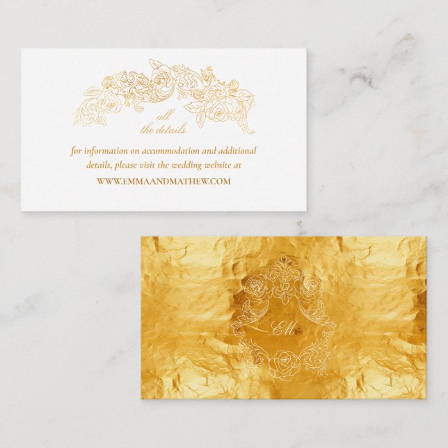 Carte D'accompagnement Elégant Faux Gold Foil Mariage baroque (Devant / Derrière)